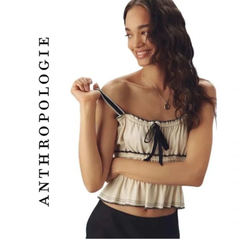 NWT Anthropologie Pilcro Tiered Ruffle-Hem Ruched Tank Top